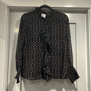 MISA Los Angeles Size S Black floral print blouse